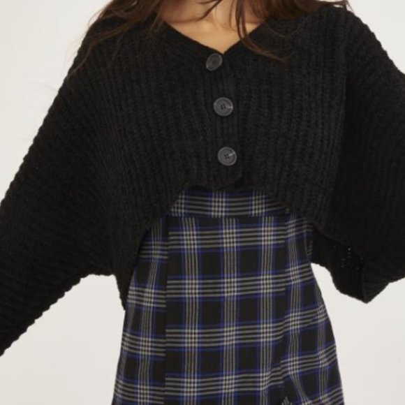 UO Black Cropped Cardigan - Picture 1 of 5